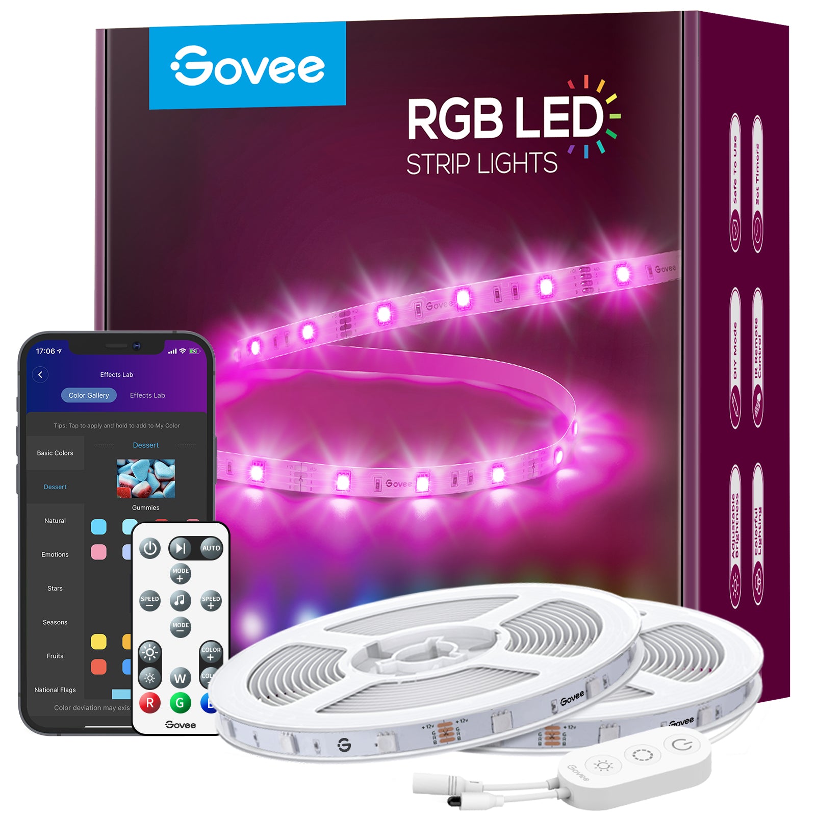 Refurbished Govee Wi-Fi + Bluetooth RGB LED Strip Lights (2*25ft)