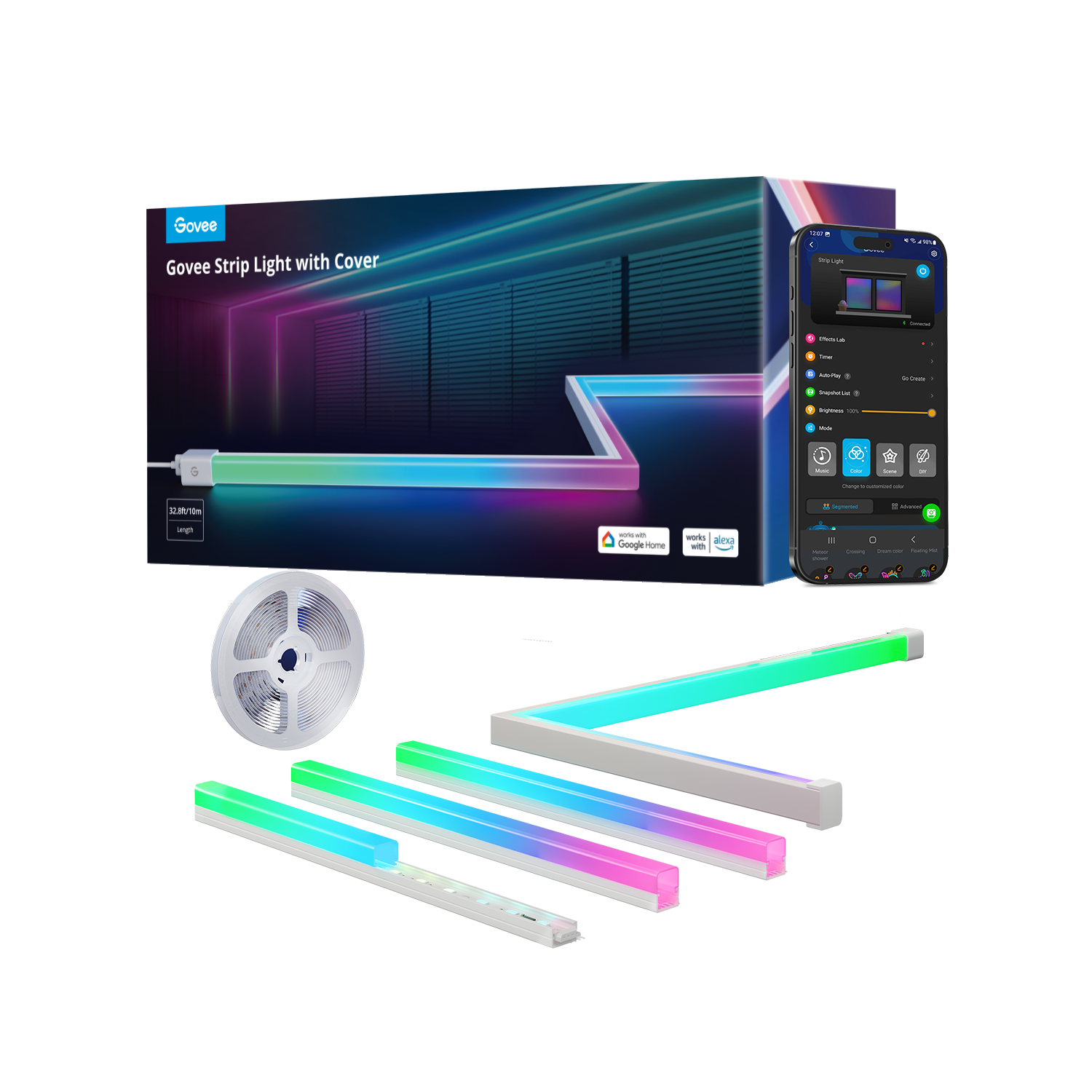 Refurbished Govee RGBIC LED Strip Lights with Covers