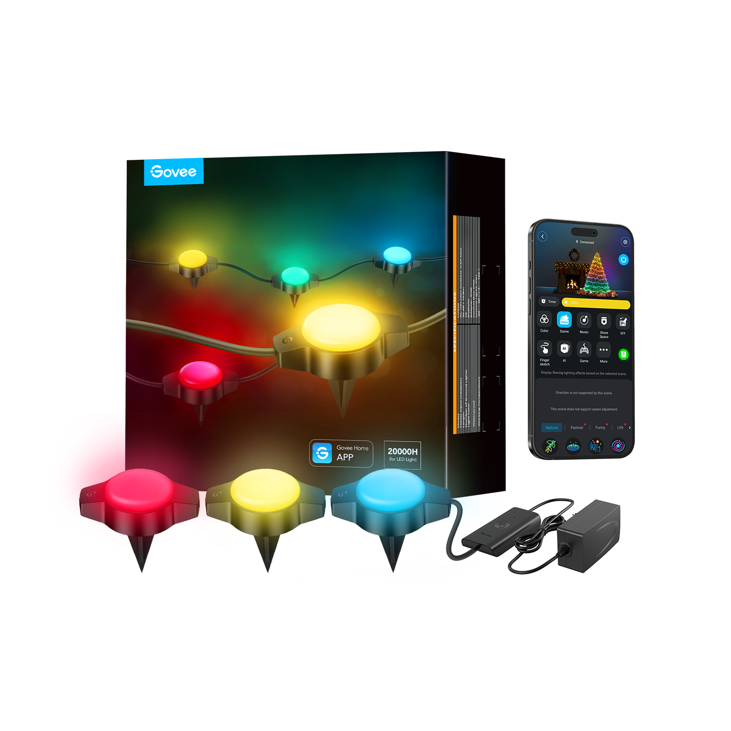Refurbished Govee RGBIC Wi-Fi + Bluetooth Outdoor Ground Lights